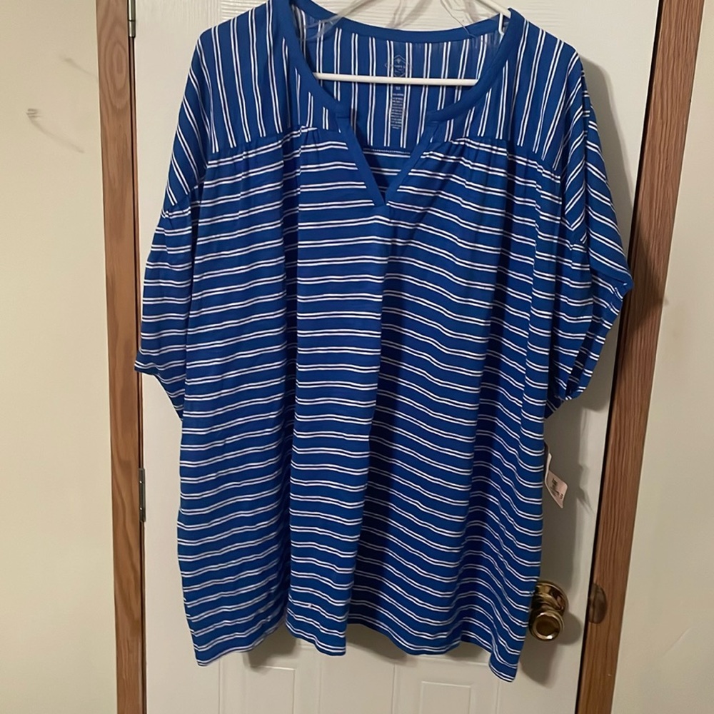 St. John's Bay Blue and White Striped Top